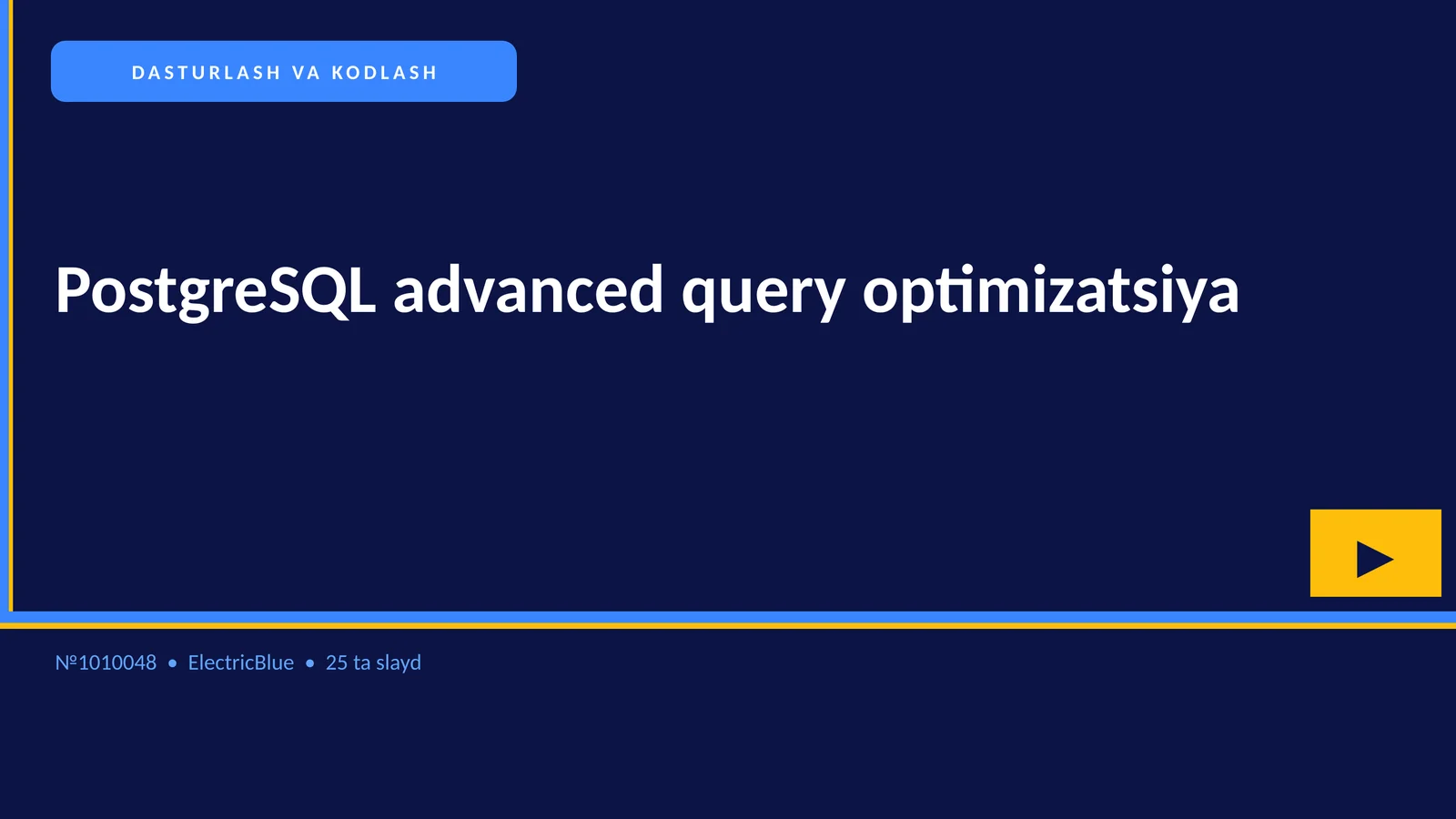 PostgreSQL advanced query optimizatsiya 1