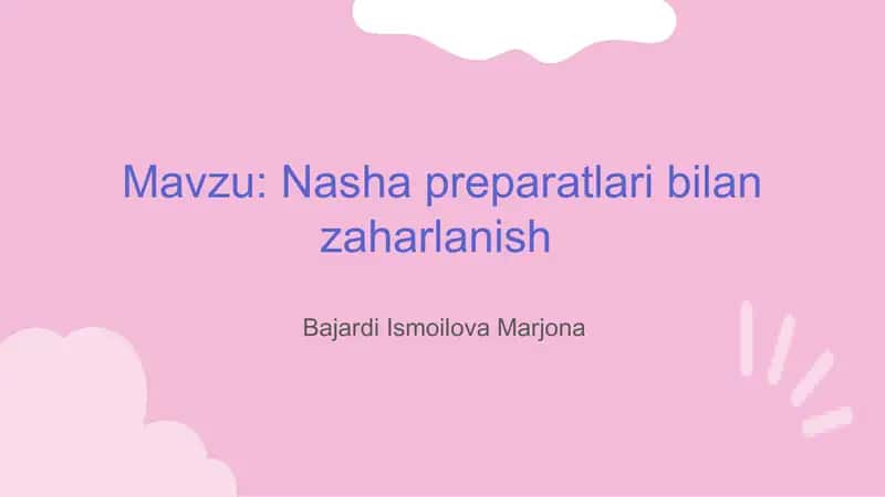 Nasha preparatlari bilan zaharlanish 1