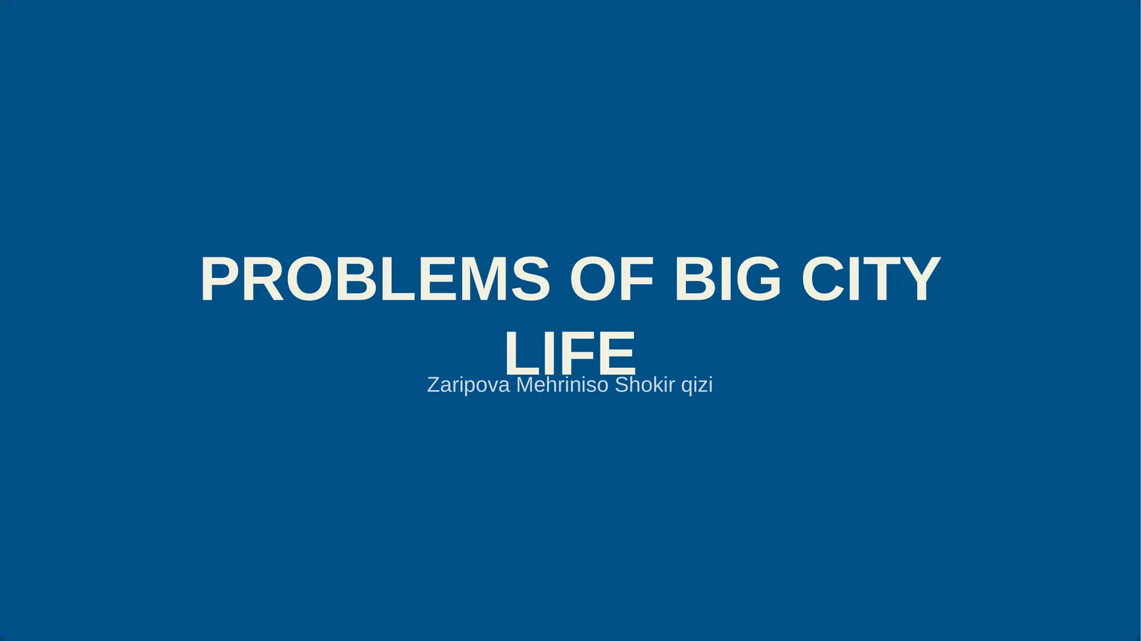 PROBLEMS OF BIG CITY LIFE 1