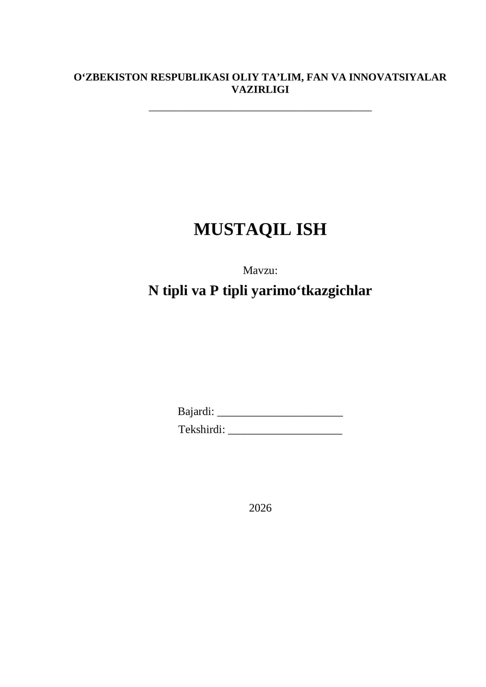 N va P tipli yarimoʻtkazgichlar 1