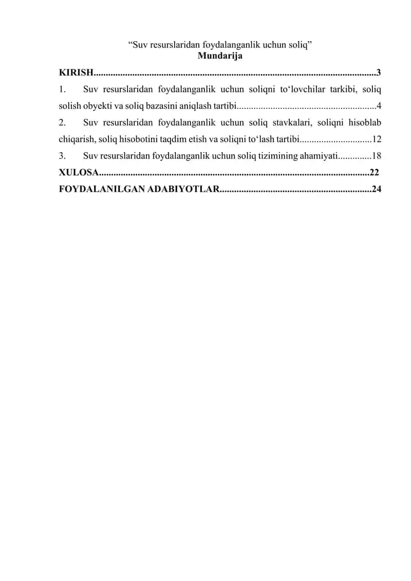 Suv resurslaridan foydalanganlik uchun soliq 1