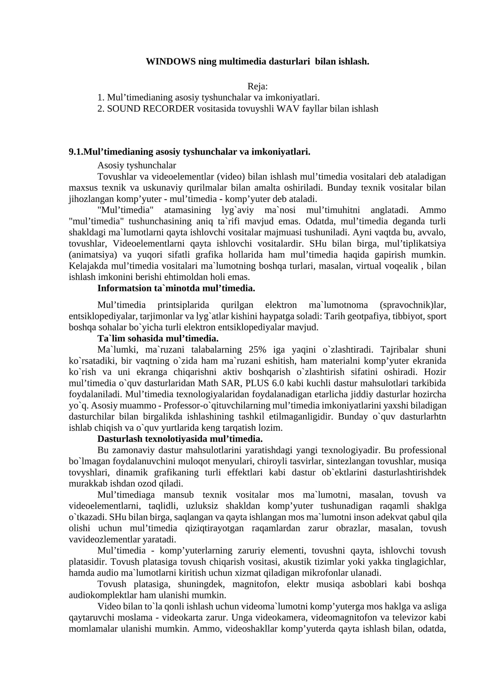 Mul’timedia asoslari 1