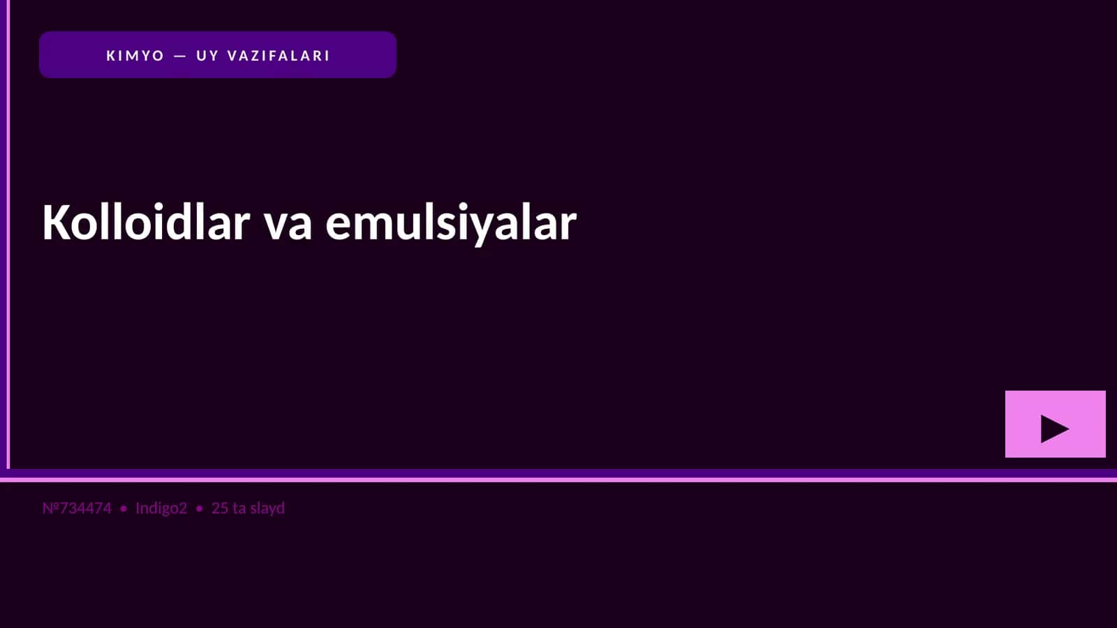 Kolloidlar va emulsiyalar uchun uy vazifalari 1