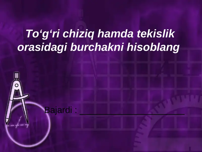 Tekislik va uning tenglamalari 1