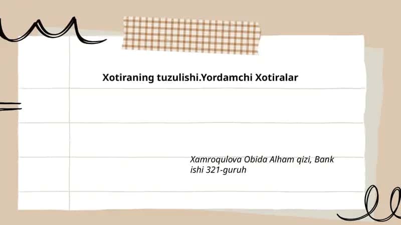 Xotiraning tuzulishi.Yordamchi Xotiralar 1