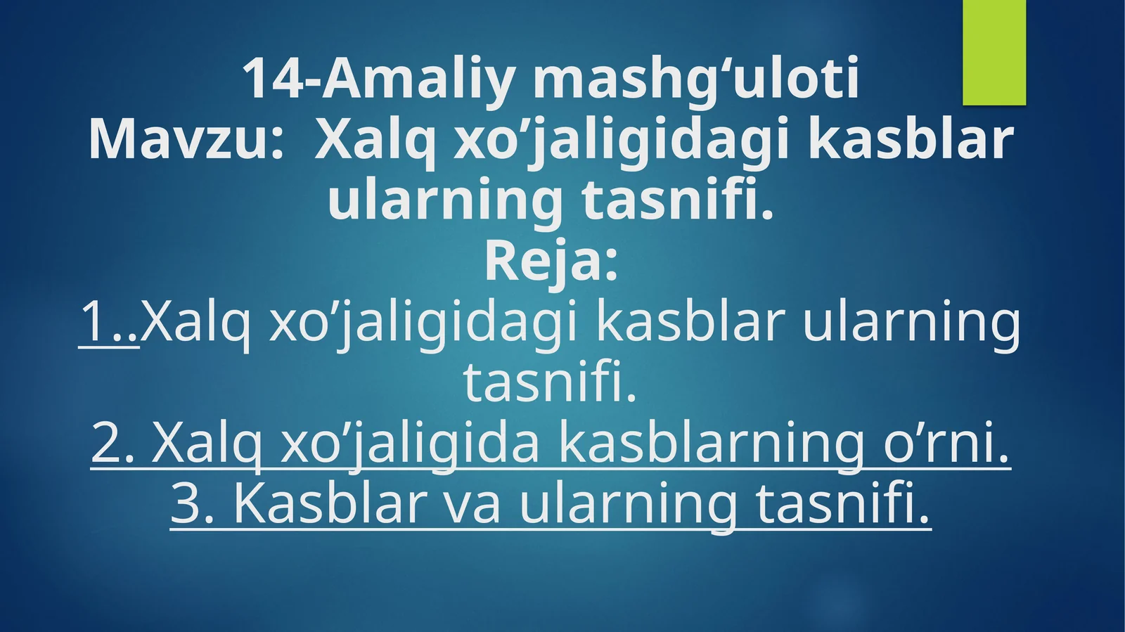 Kasblar tasnifi 1