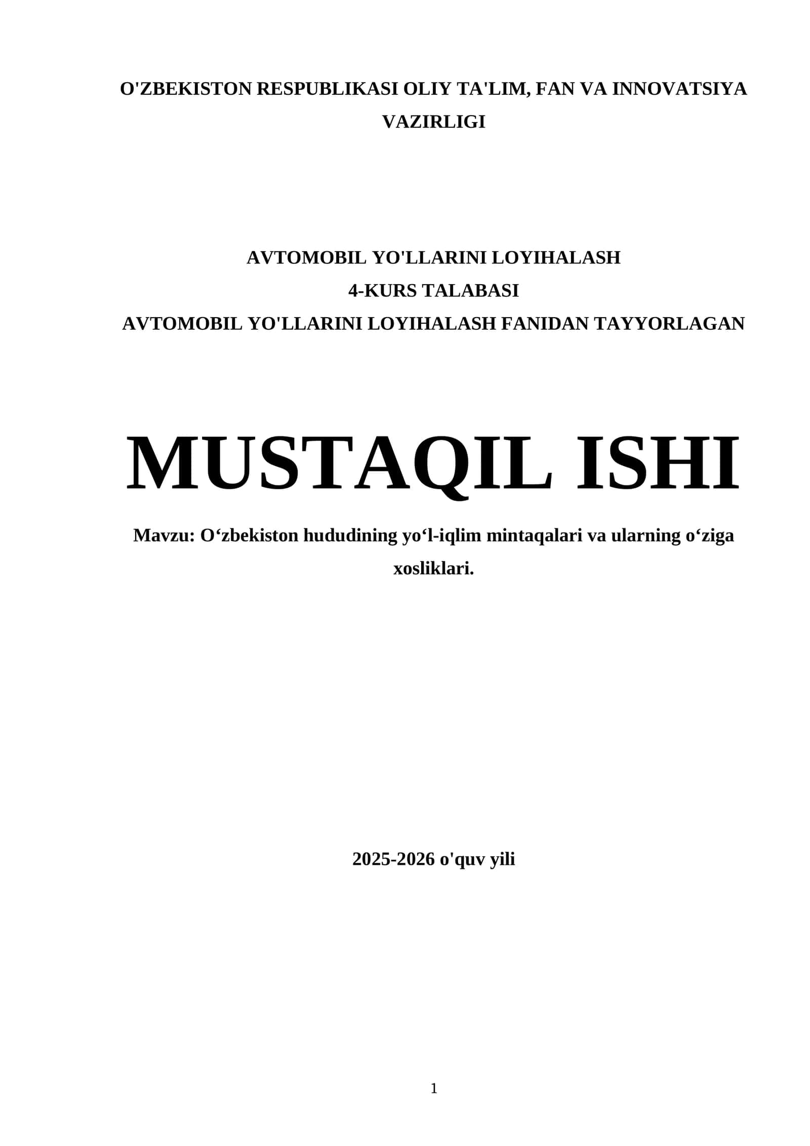 O‘zbekiston hududining yo‘l-iqlim mintaqalari va ularning o‘ziga xosliklari 1