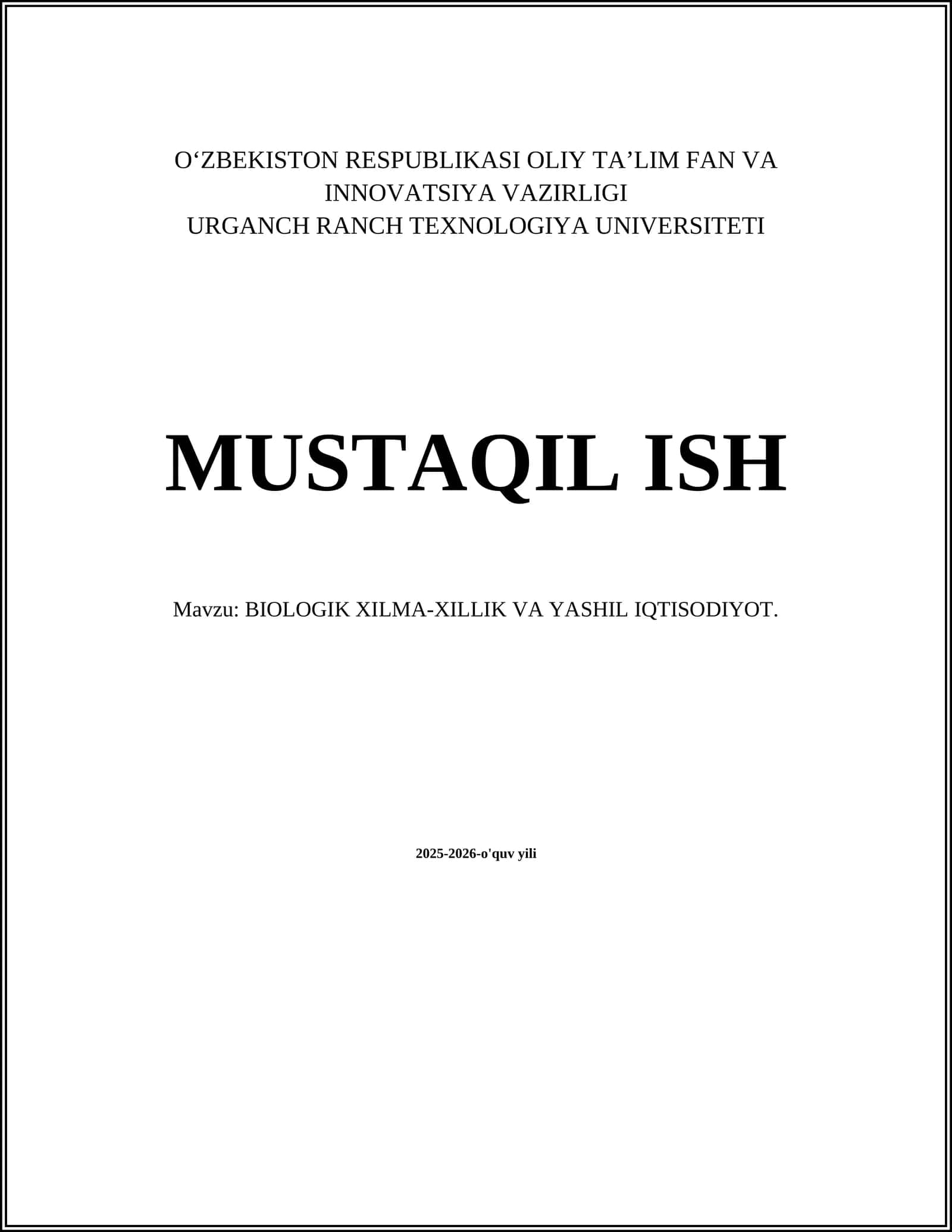 Biologik Xilma-Xillik va Yashil Iqtisodiyot 1