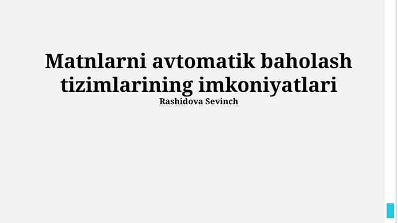 Avtomatlashtirilgan Matn Baholash Tizimlari 1