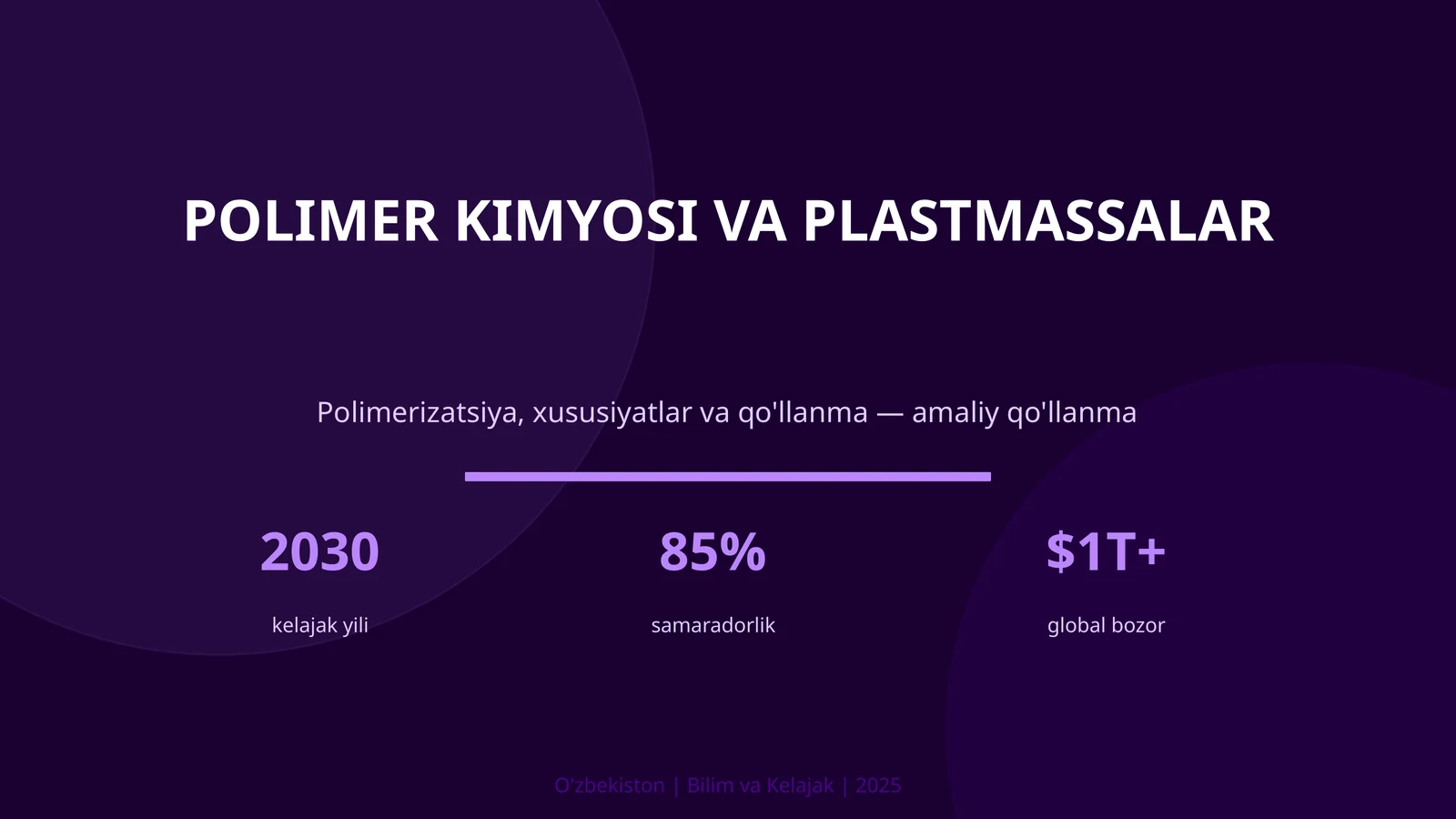 Polimer kimyosi va plastmassalar 1