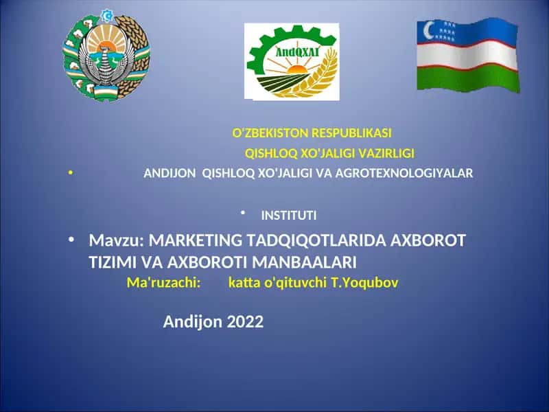 MARKETING TADQIQOTLARIDA AXBOROT TIZIMI VA AXBOROTI MANBAALARI 1