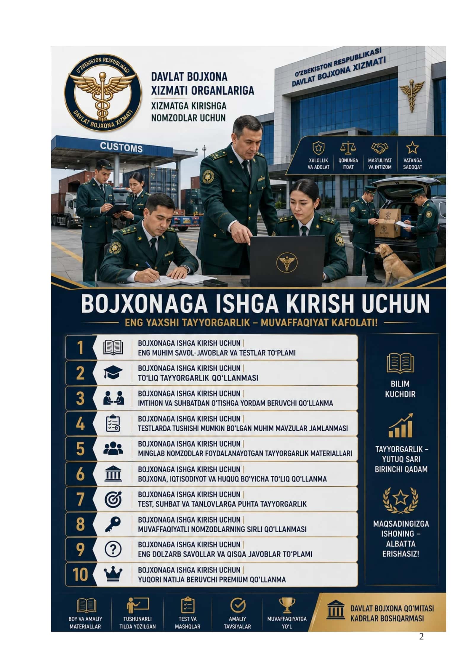 BOJXONAGA ISHGA KIRISH UCHUN YUQORI NATIJA BERUVCHI PREMIUM QO‘LLANMA 1