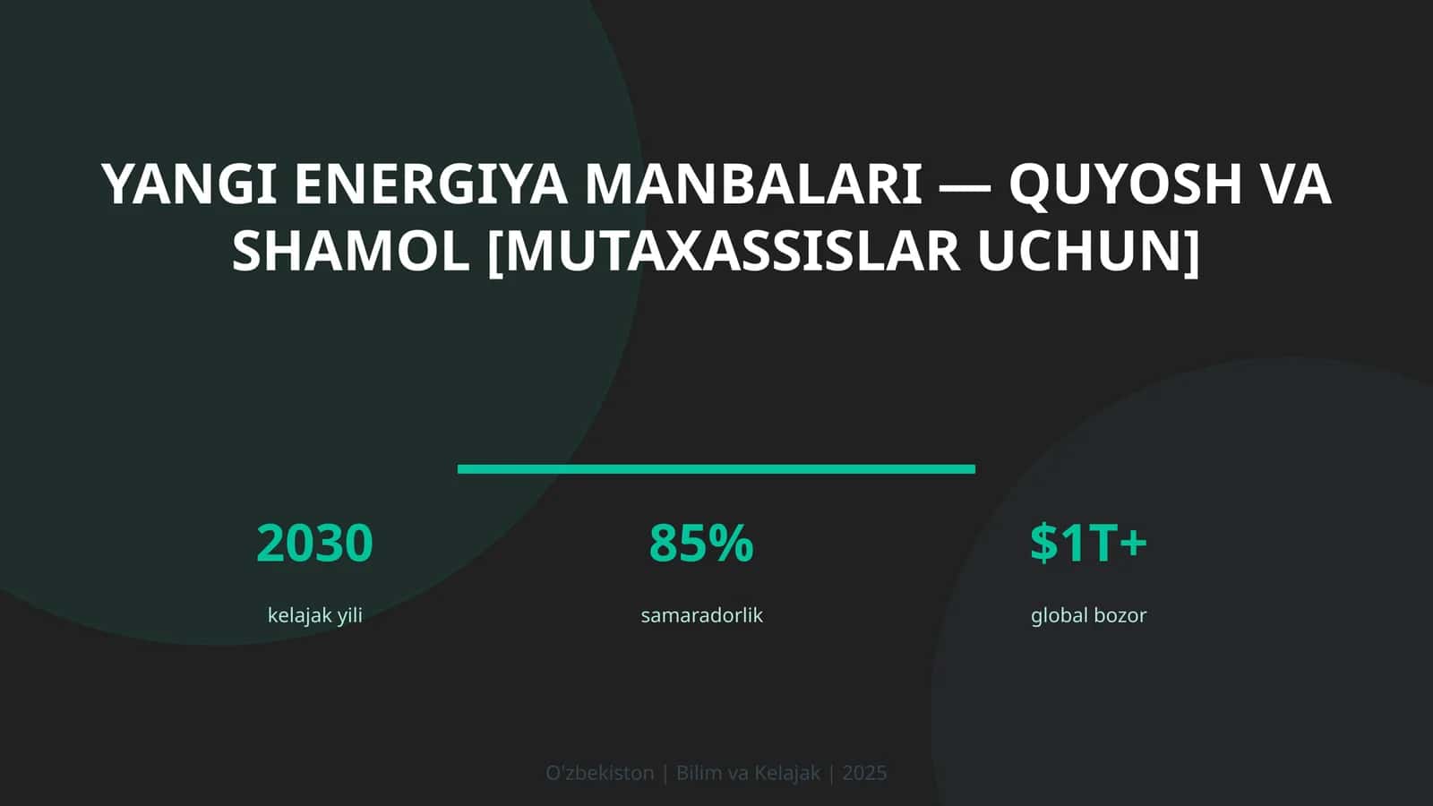 Yangi energiya manbalari — quyosh va shamol [mutaxassislar uchun] 1