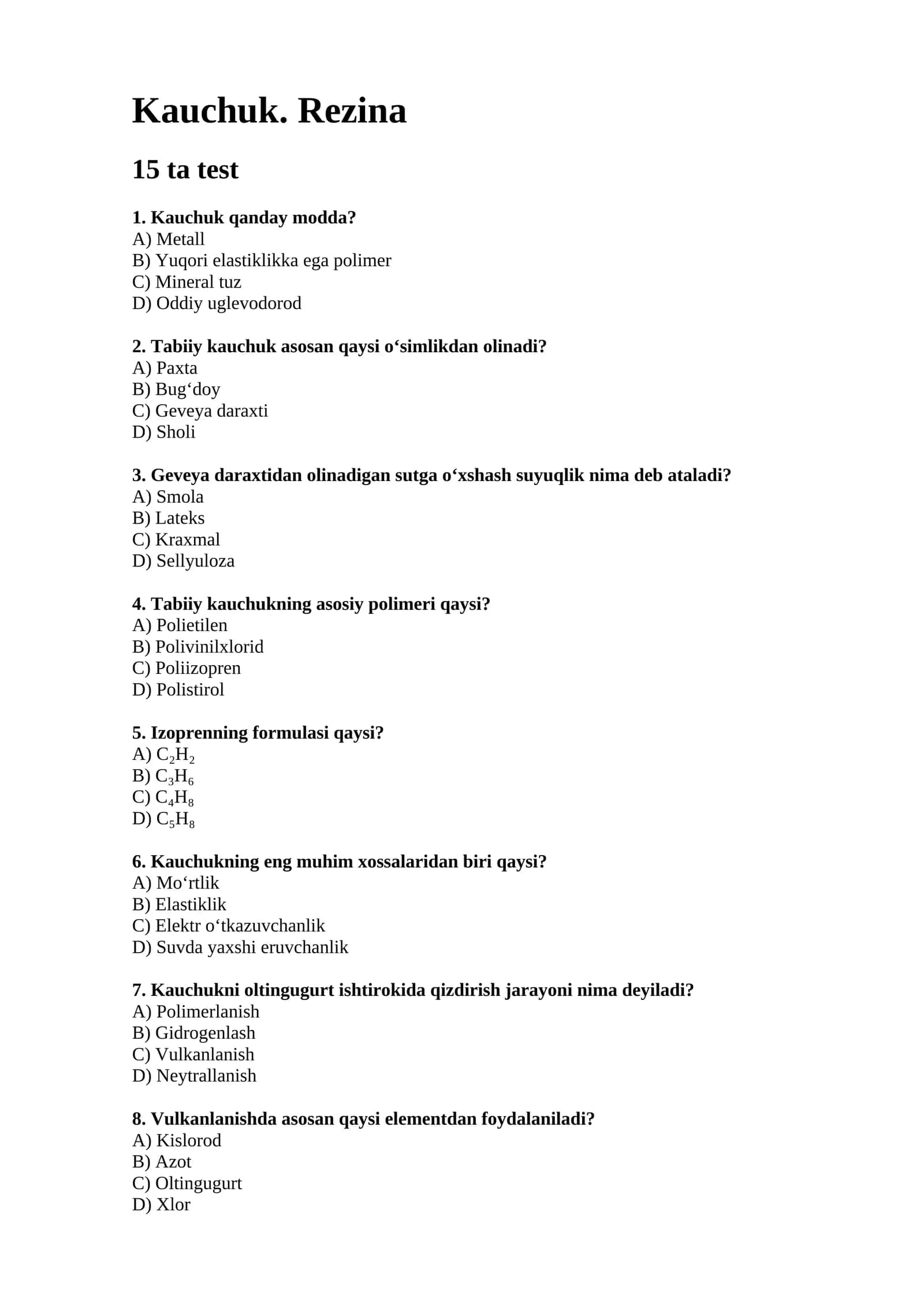 Kauchuk. Rezina 1
