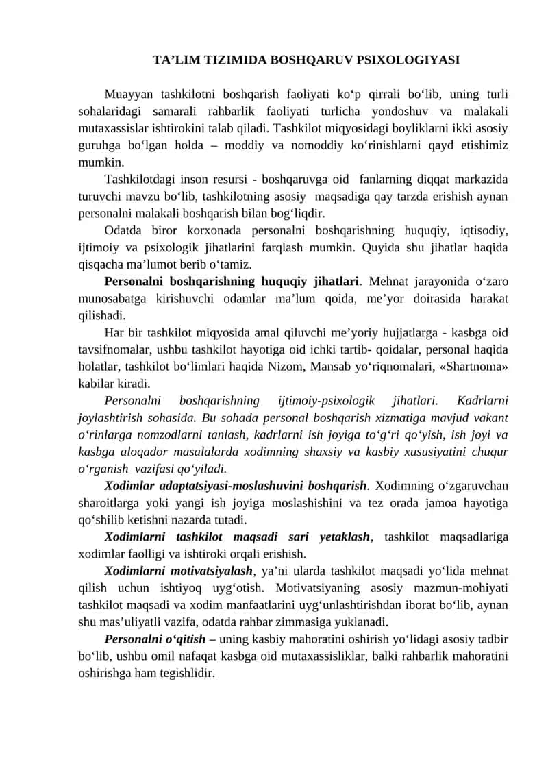 TA’LIM TIZIMIDA BOSHQARUV PSIXOLOGIYASI 1