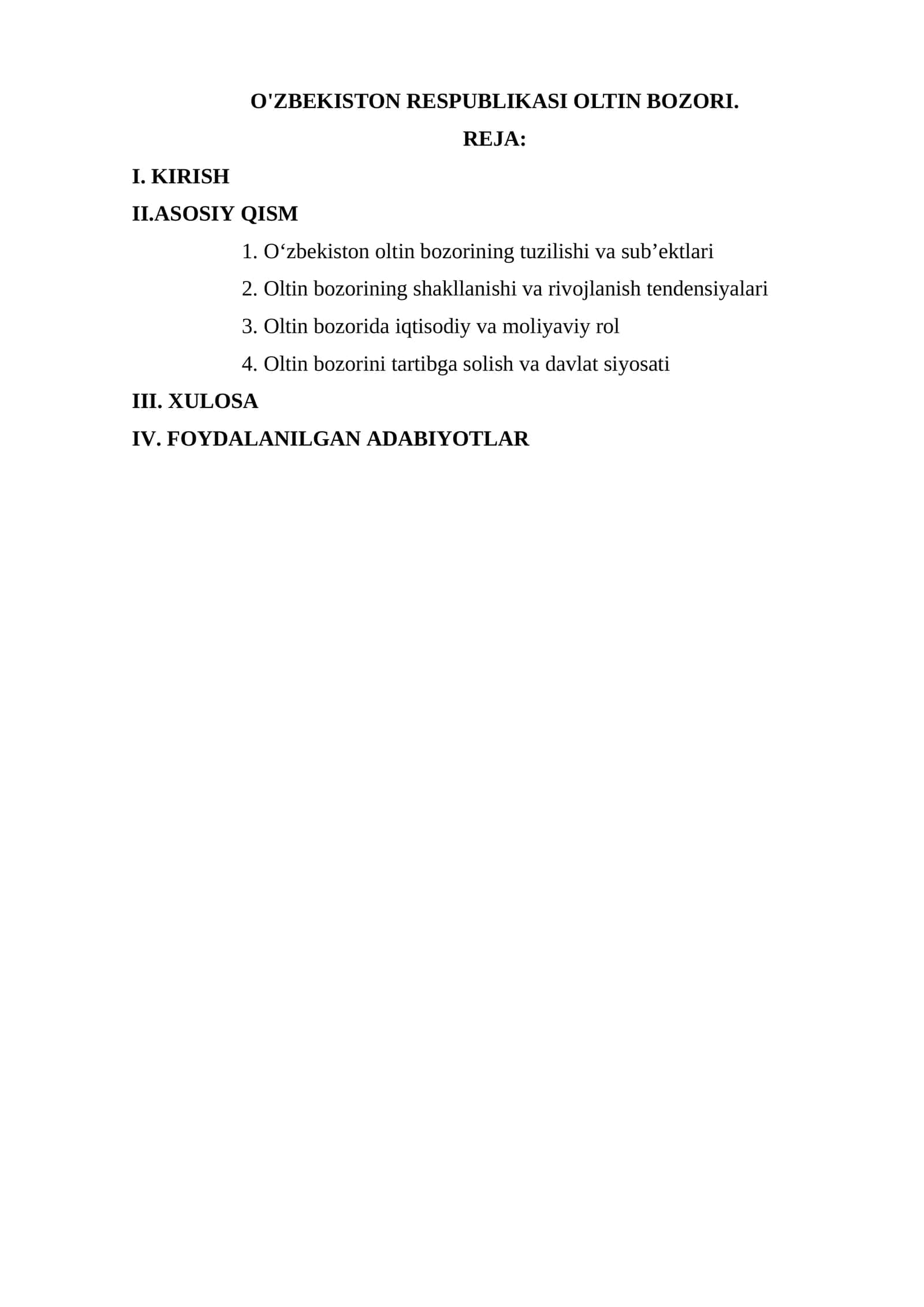 O'zbekiston respublikasi Oltin bozori 1