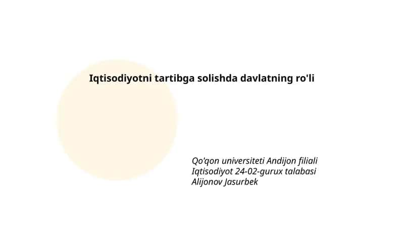 Davlat siyosati va iqtisodiyotni tartibga solishda ro'yxatga olishning asosiy tamoyillari 1