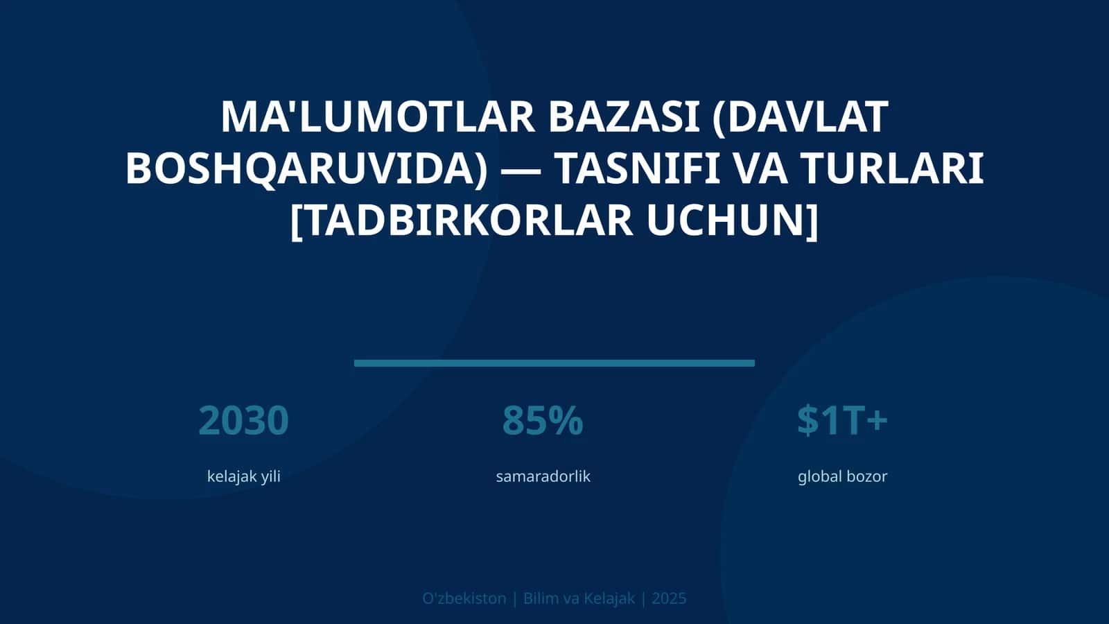 MA'LUMOTLAR BAZASI (DAVLAT BOSHQARUVIDA) — TASNIFI VA TURLARI [TADBIRKORLAR UCHUN] 1