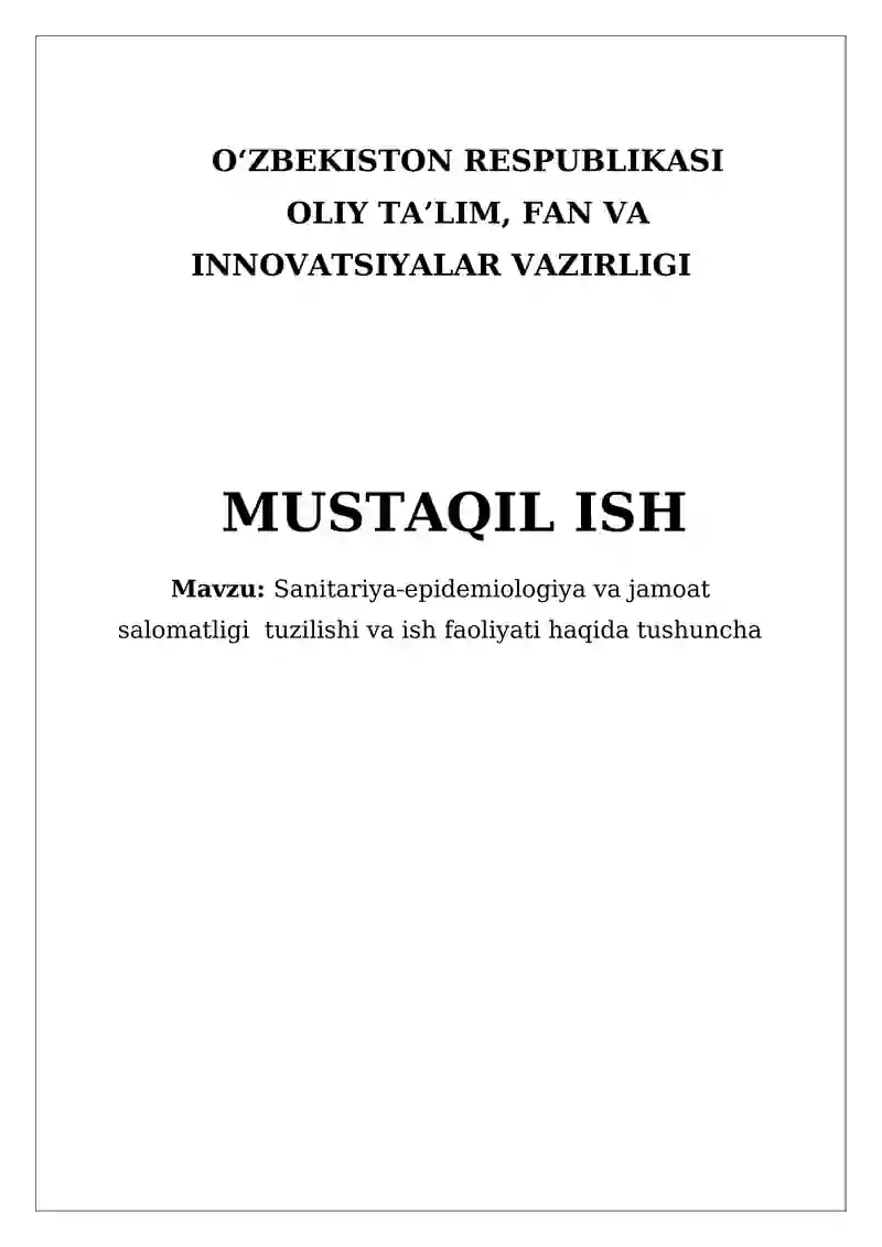 Sanitariya-epidemiologiya va jamoat salomatligi tuzilishi va ish faoliyati