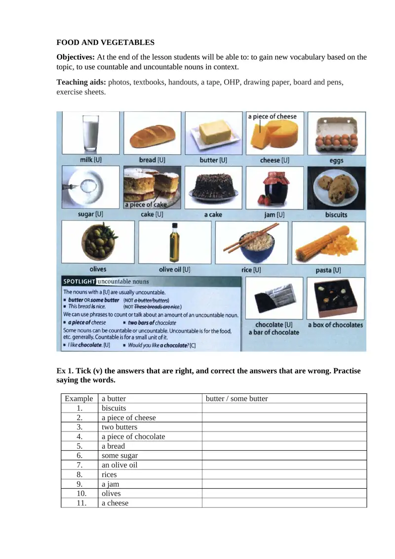 FOOD AND VEGETABLES 1