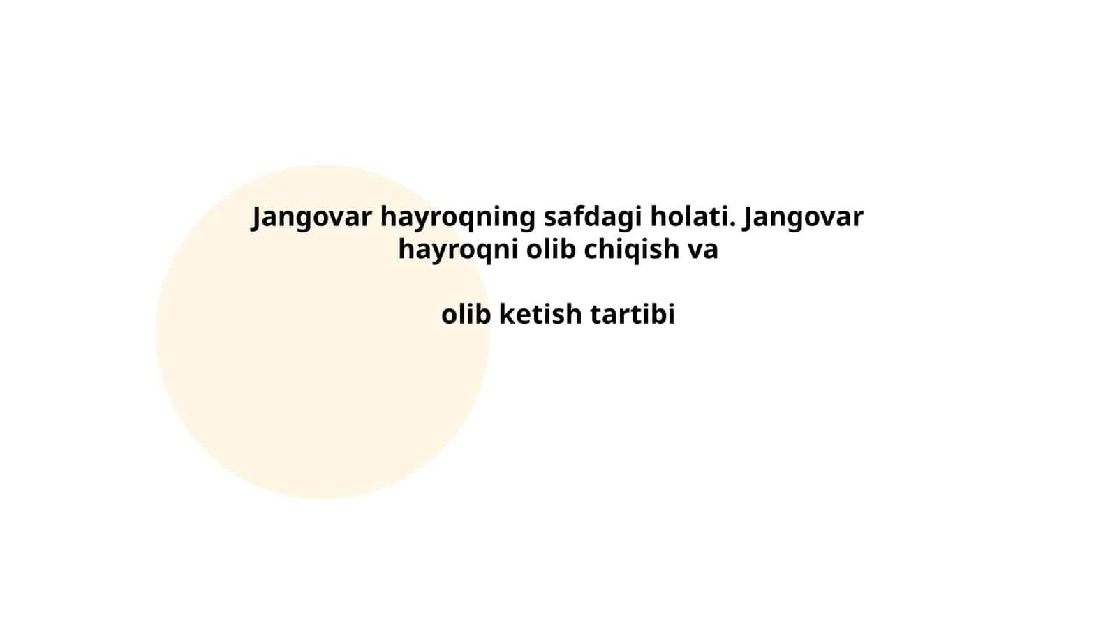 Jangovar hayroqning safdagi holati. Jangovar hayroqni olib chiqish va olib ketish tartibi 1