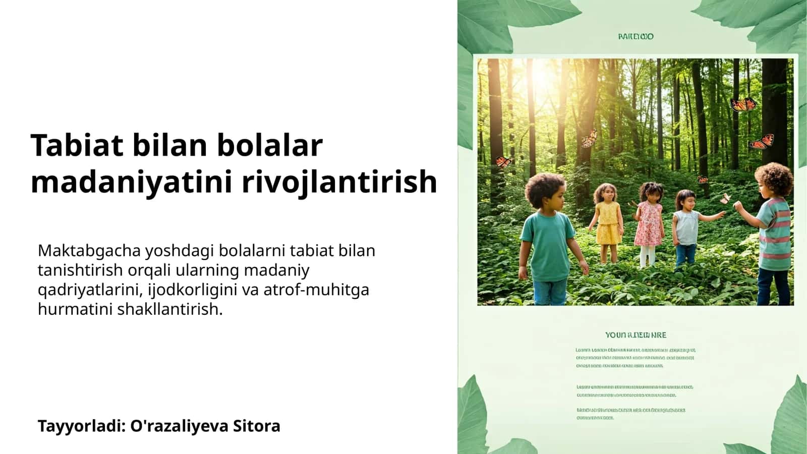 Tabiat bilan bolalar madaniyatini rivojlantirish 1