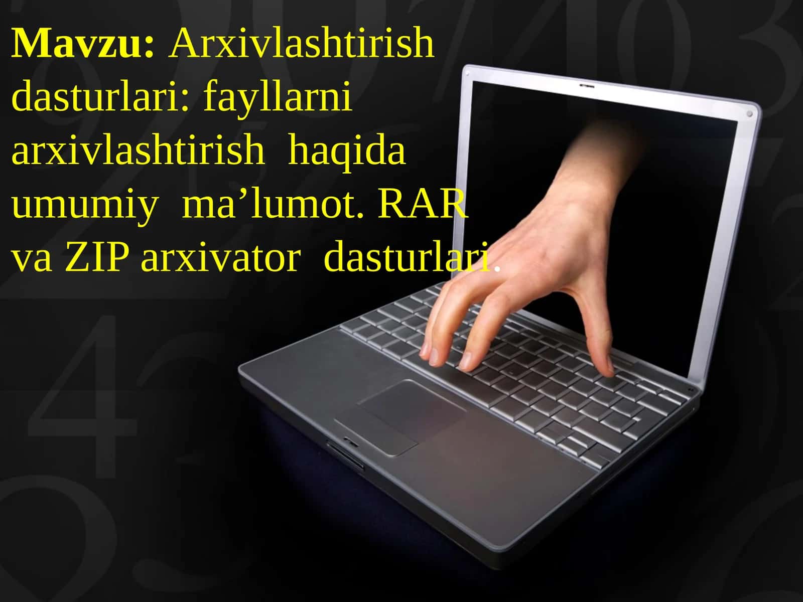 Arxivlashtirish dasturlari: fayllarni  arxivlashtirish  haqida  umumiy  ma’lumot 1