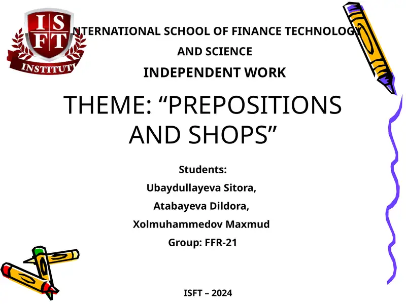 Prepositions and Shops 1