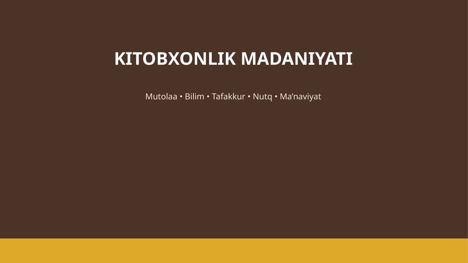KITOBXONLIK MADANIYATI 1