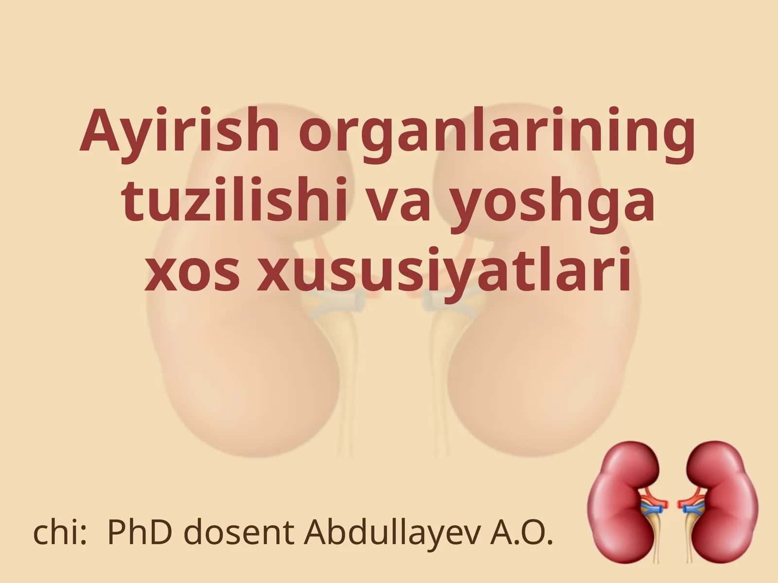 Ayirish organlarining tuzilishi va yoshga xos xususiyatlari 1
