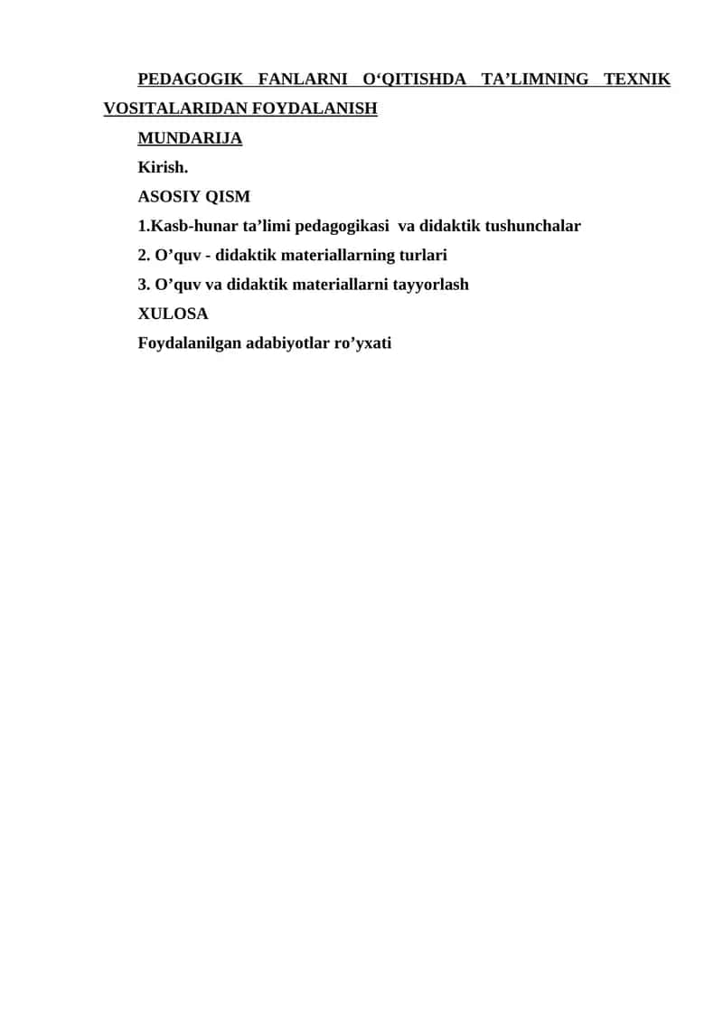 PEDAGOGIK FANLARNI OʻQITISHDA TAʼLIMNING TEXNIK VOSITALARIDAN FOYDALANISH 1