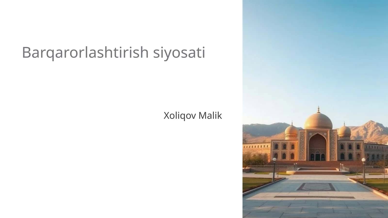 Barqarorlashtirish siyosati 1
