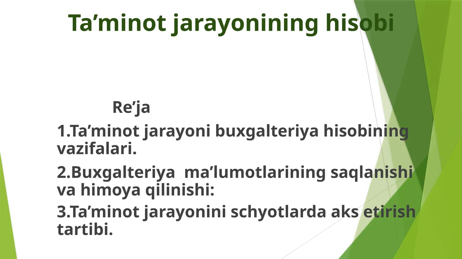Ta’minot jarayonining hisobi 1