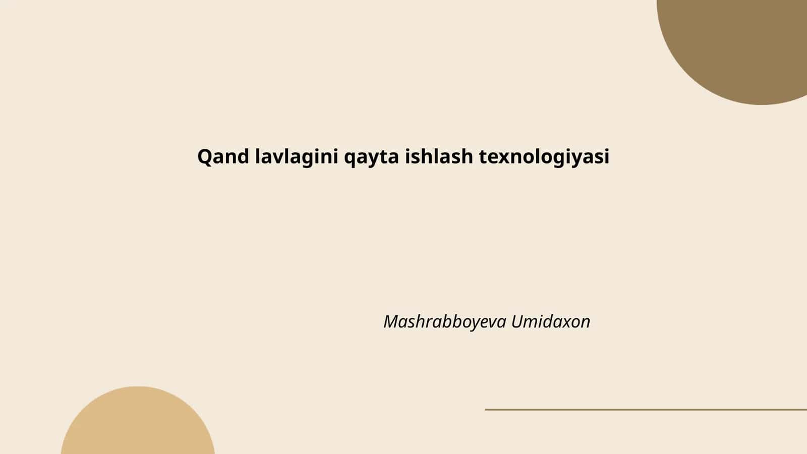 Qand lavlagini qayta ishlash texnologiyasi 1