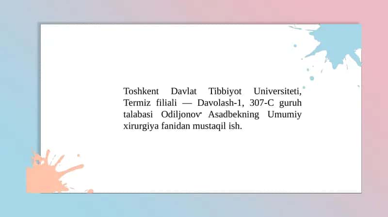Zamonaviy fizik antiseptika usullari. Kimyoviy va biologik antiseptikalar guruhlari. 1
