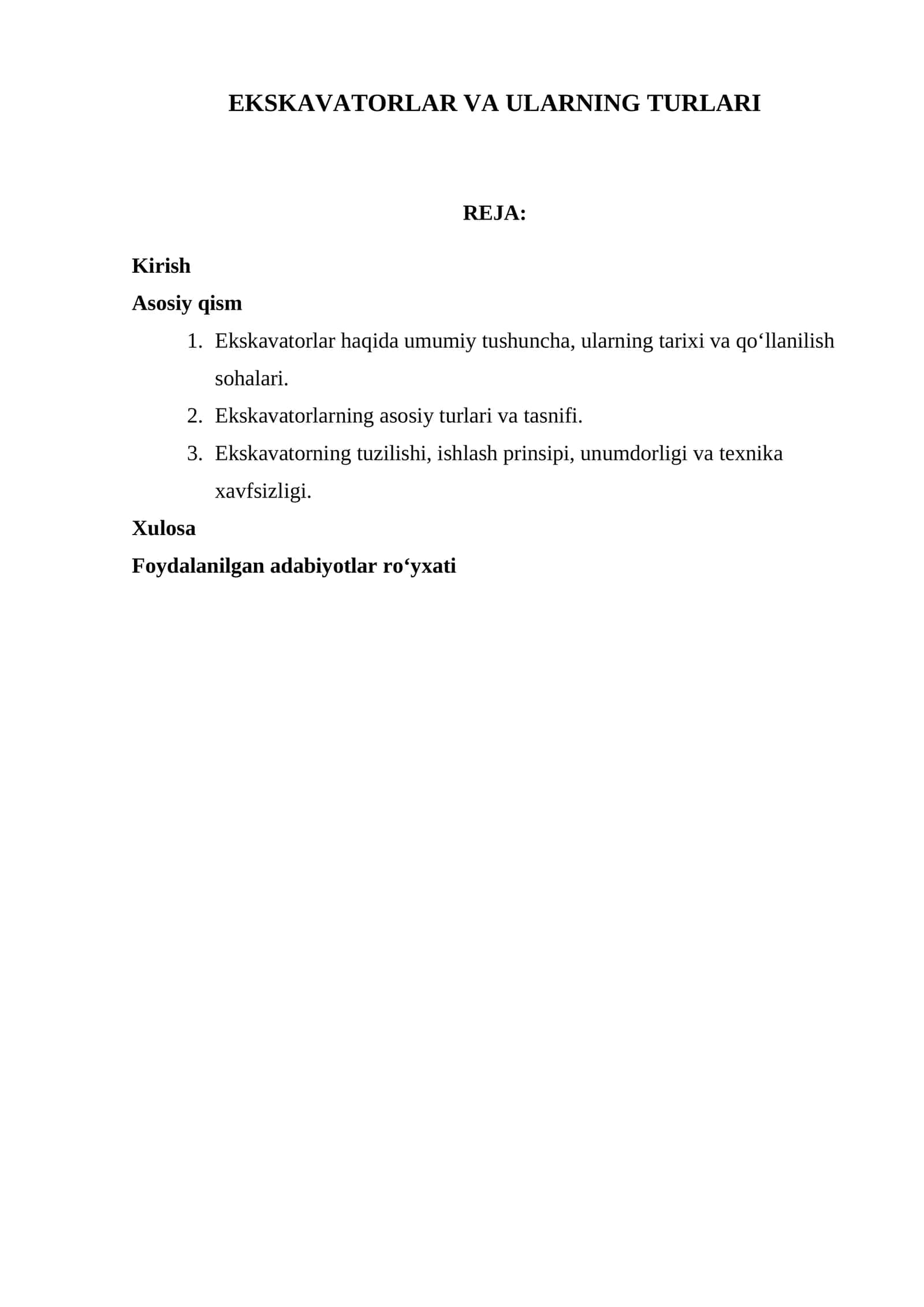 Ekskavatorlar va ularning turlari 1