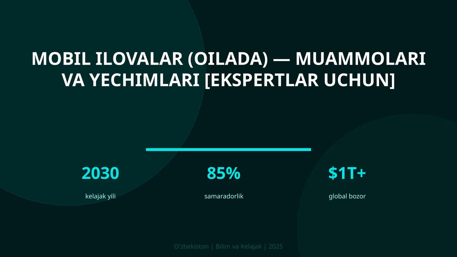 MOBIL ILOVALAR (OILADA) — MUAMMOLARI VA YECHIMLARI [EKSPERTLAR UCHUN] 1