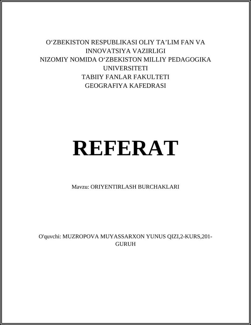 Oriyentirlash burchaklari 1