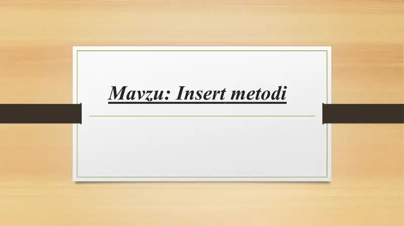 Insert metodi 1