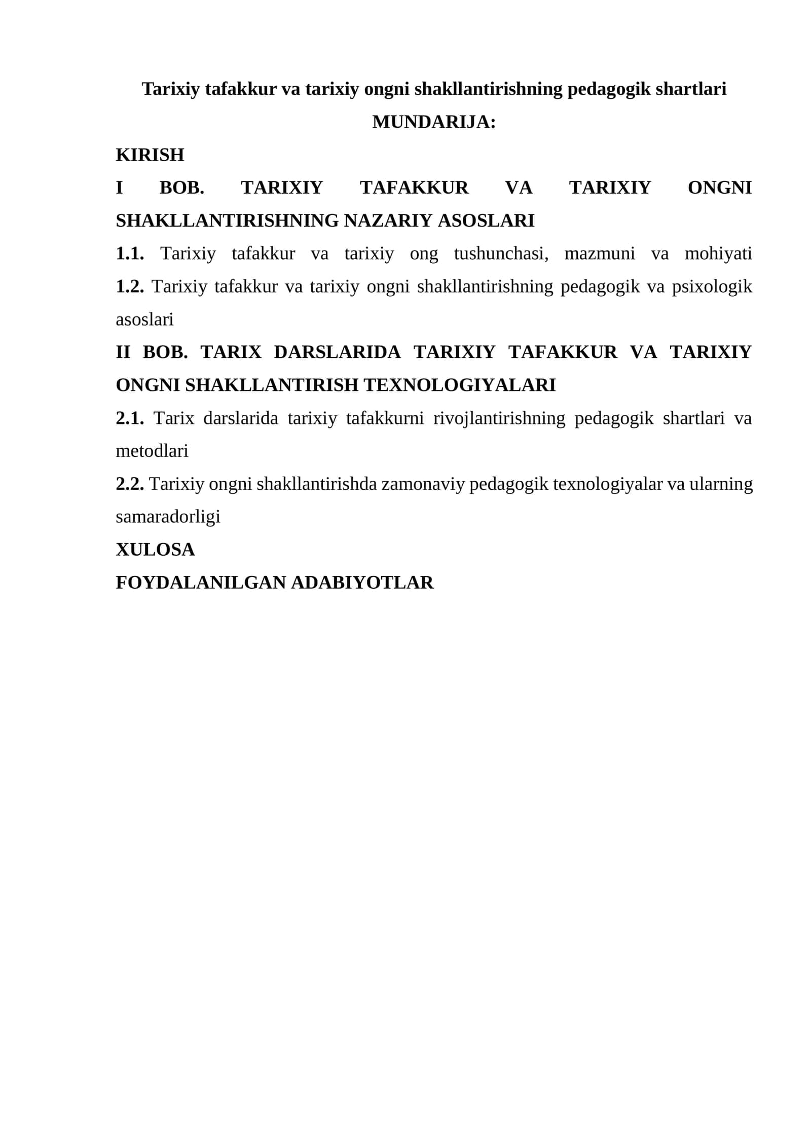 Tarixiy tafakkur va tarixiy ongni shakllantirishning pedagogik shartlari 1