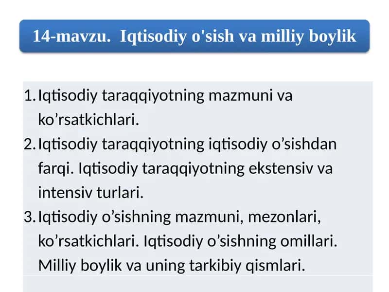 Iqtisodiy Taraqqiyot 1