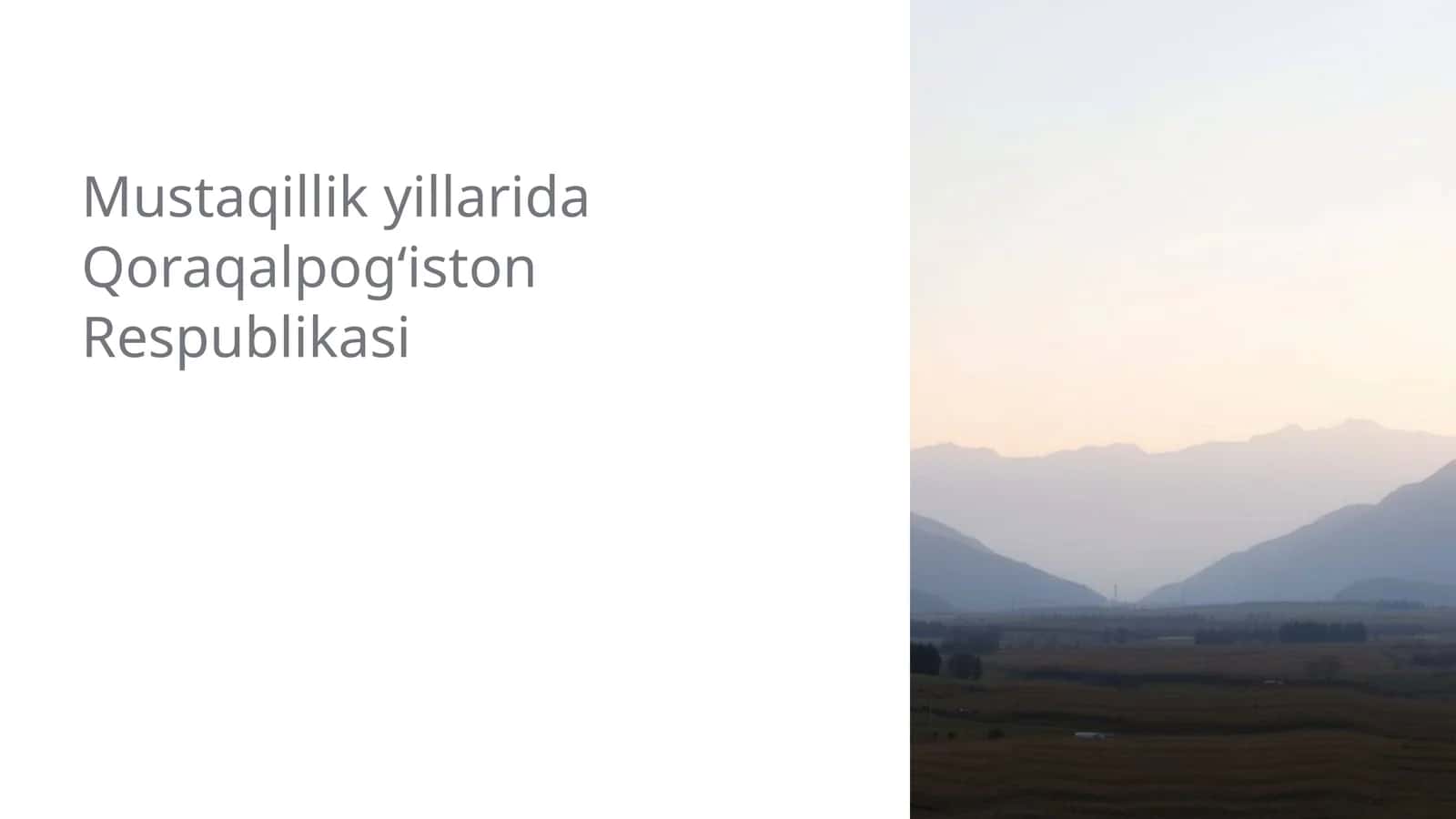 Qoraqalpogʻistonning iqtisodiy o'zgarishlari 1