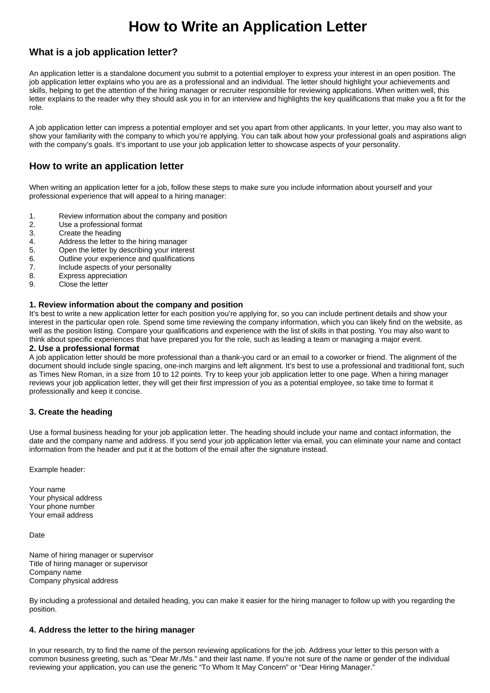 How to Write an Application Letter 1