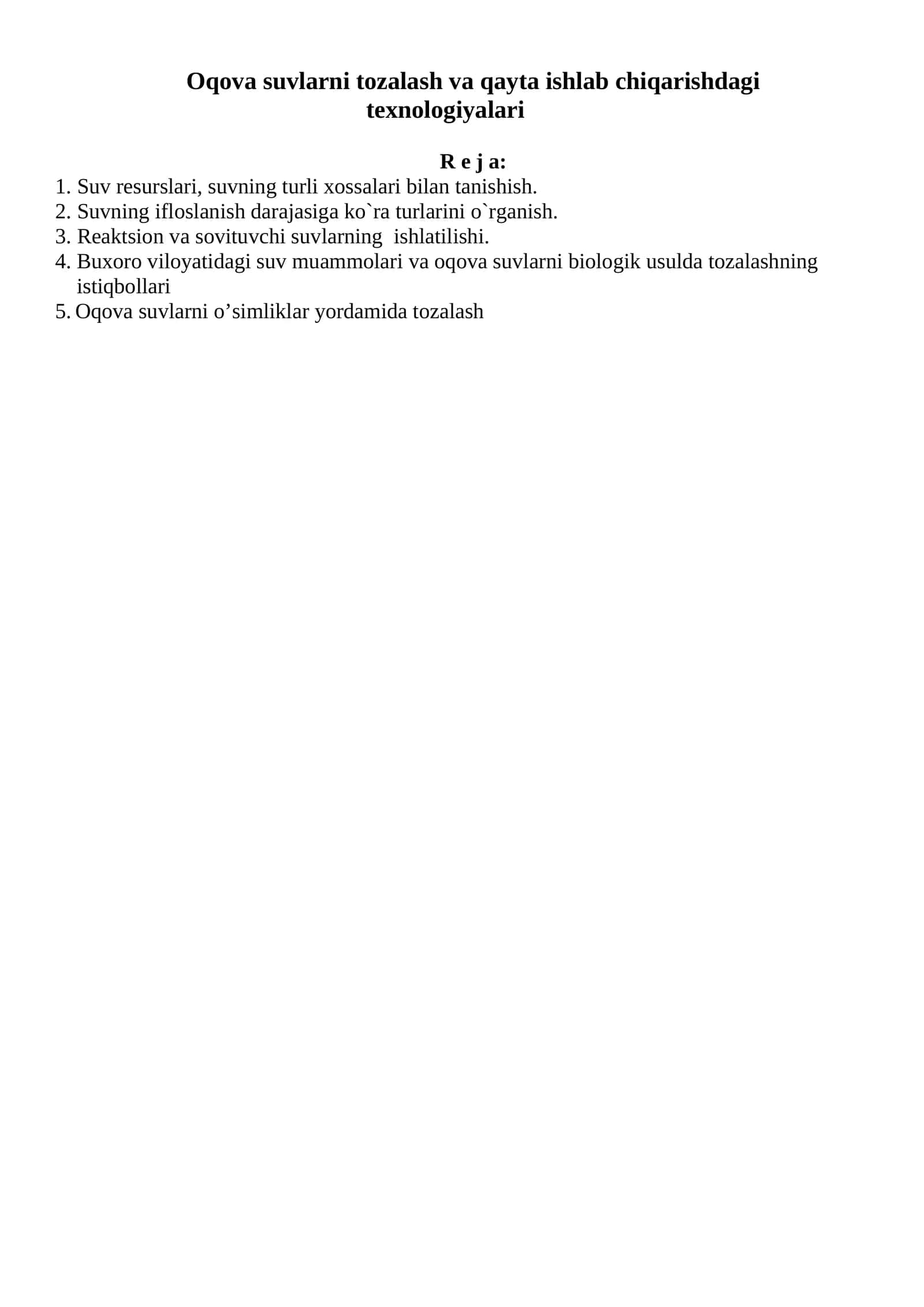 Oqova suvlarni tozalash va qayta ishlab chiqarishdagi texnologiyalari 1