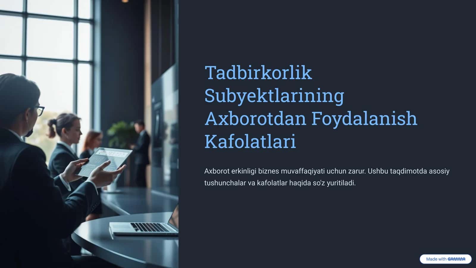 Tadbirkorlik Subyektlarining Axborotdan Foydalanish Kafolatlari 1