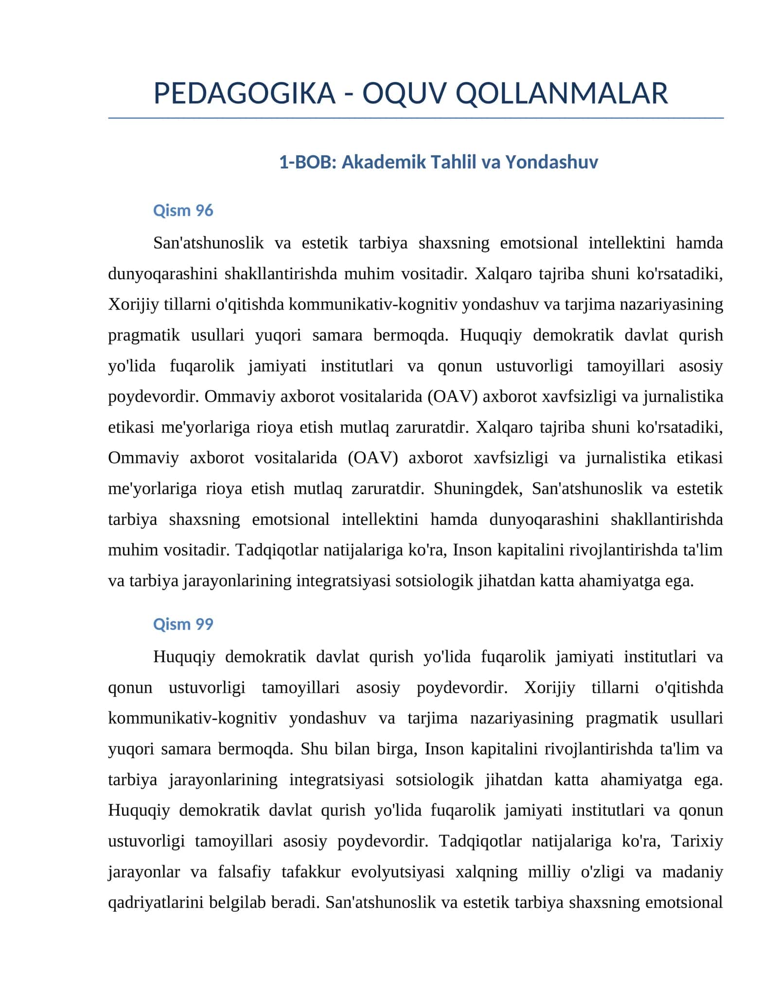 Akademik Tahlil va Yondashuv 1