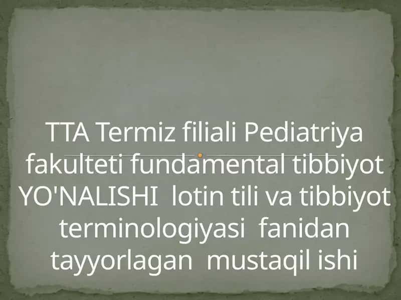 Lotin tili gaplarining sturukturasi.(Corpus hominis e capite, trunco et membris constant). ,,Sum, esse''-bor bo'lmoq fe'lini tuslanishi(Est  modus in rebus) 1