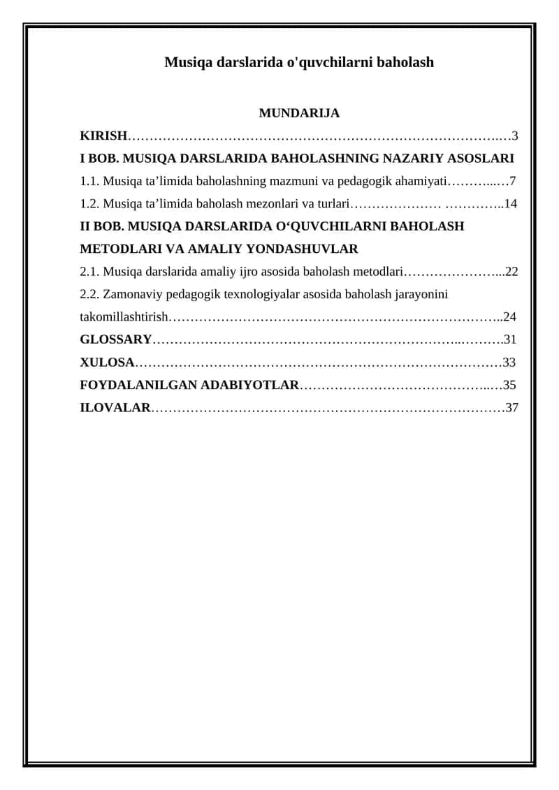 Musiqa darslarida o'quvchilarni baholash 1