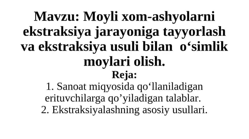 Ekstraksiyalash usullari 1