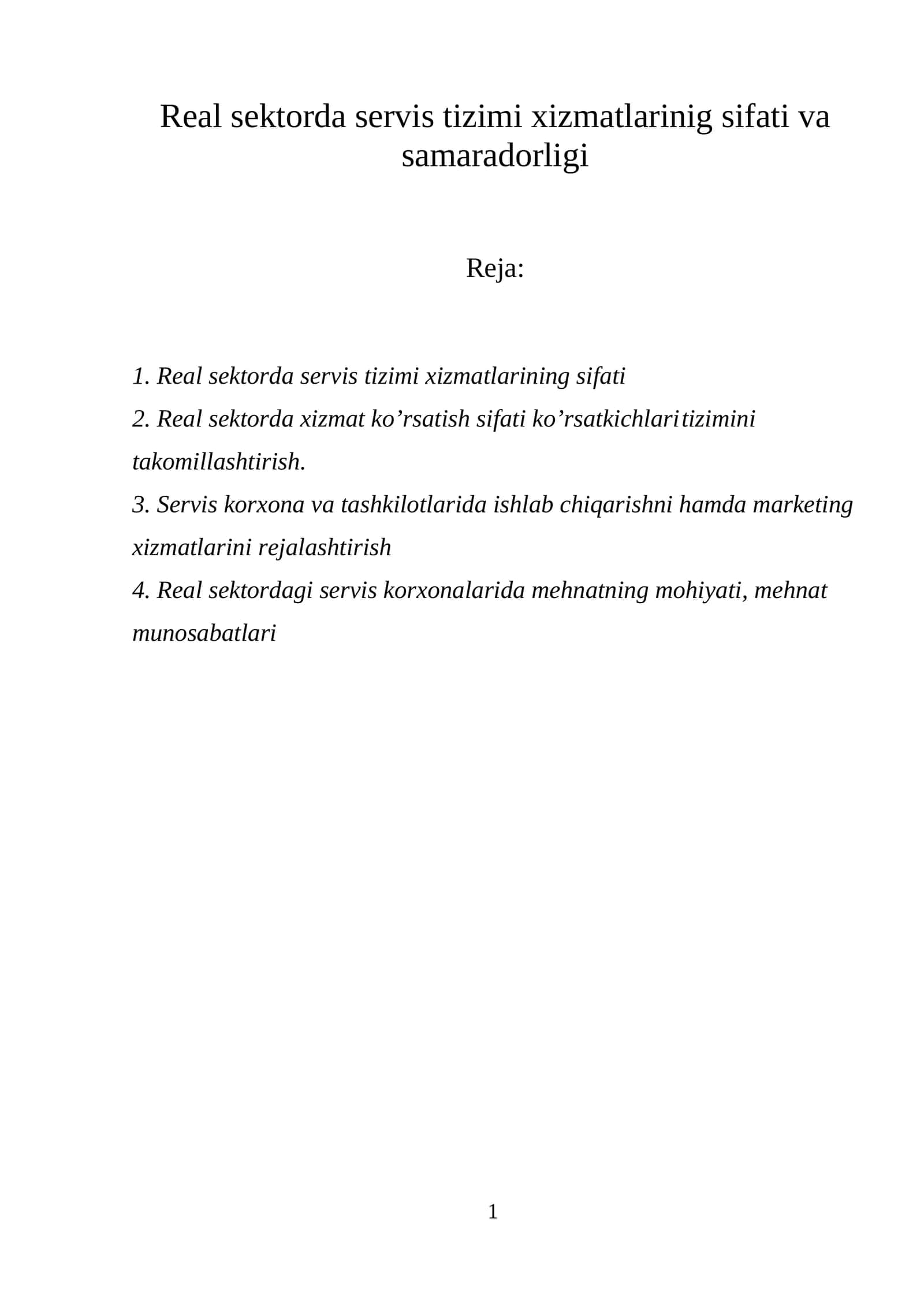 Real sektorda servis tizimi xizmatlarinig sifati va samaradorligi 1